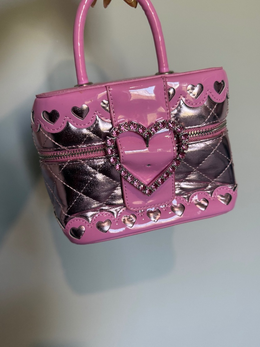Dollskill Pink Quilted Metallic Handbag